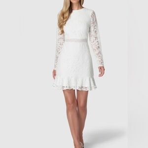 bebe White Lace Long Sleeve Dress